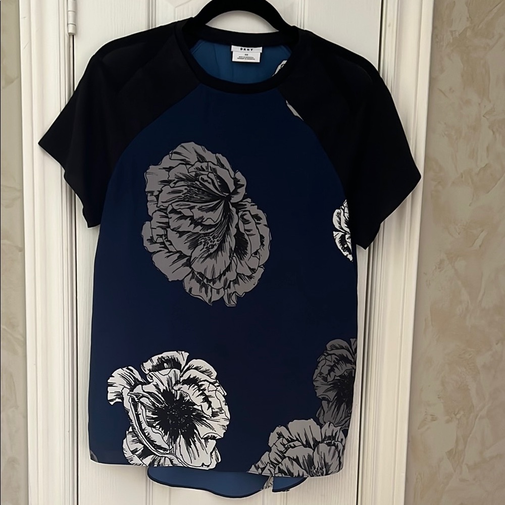 DKNY Blue and Black Top